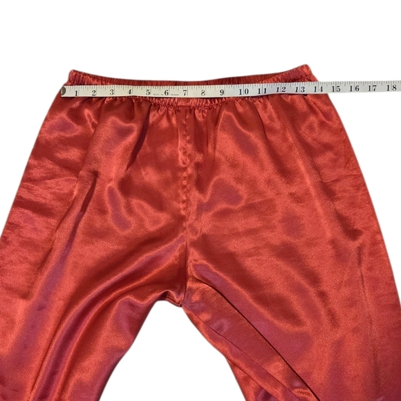 Oscar De La Renta Pink Label Silky Satin Coral Pink Lace 2 Piece Matching Set Pj - Picture 7 of 12